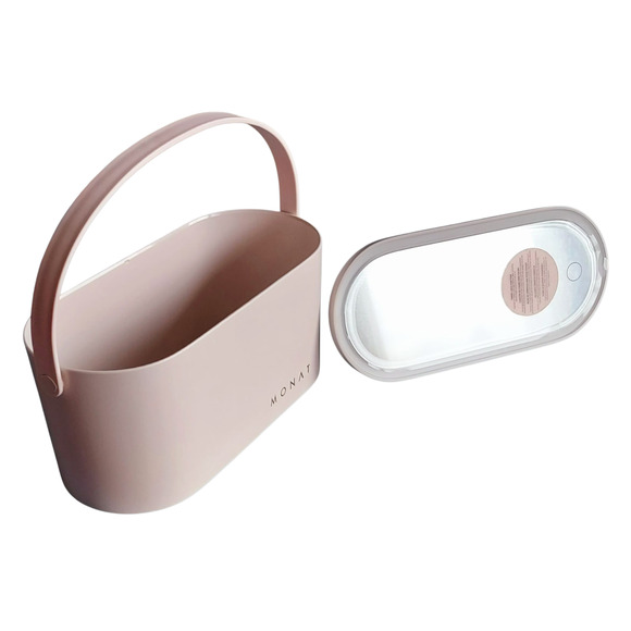 NIB NEW Monat Bright Top LED Mirror Makeup Cosmetics Travel Tote Case Hard Sided - Picture 2 of 7